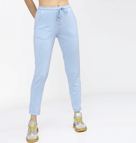 Women Blue Solid Track Pants